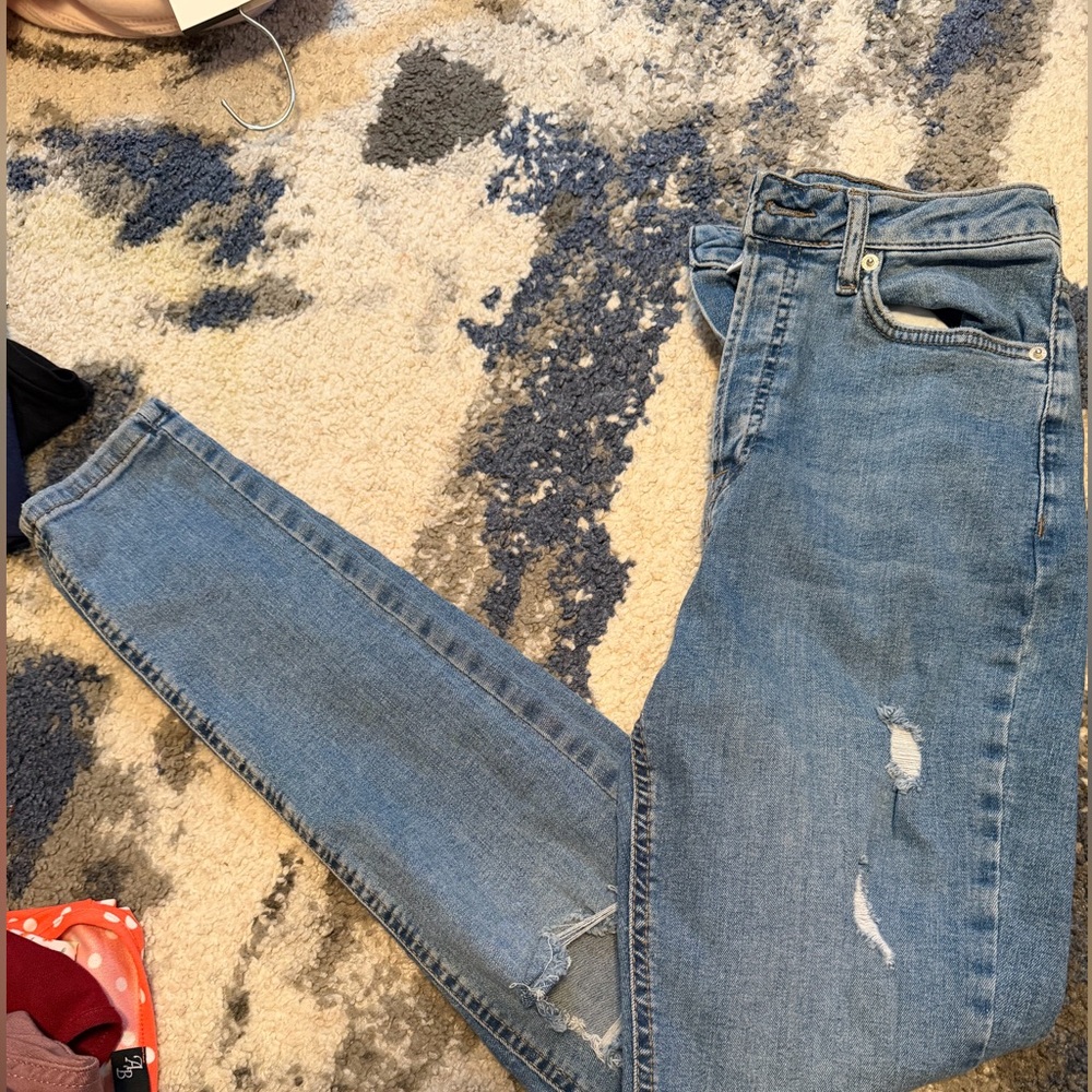 Stylish Distressed Blue Jeans